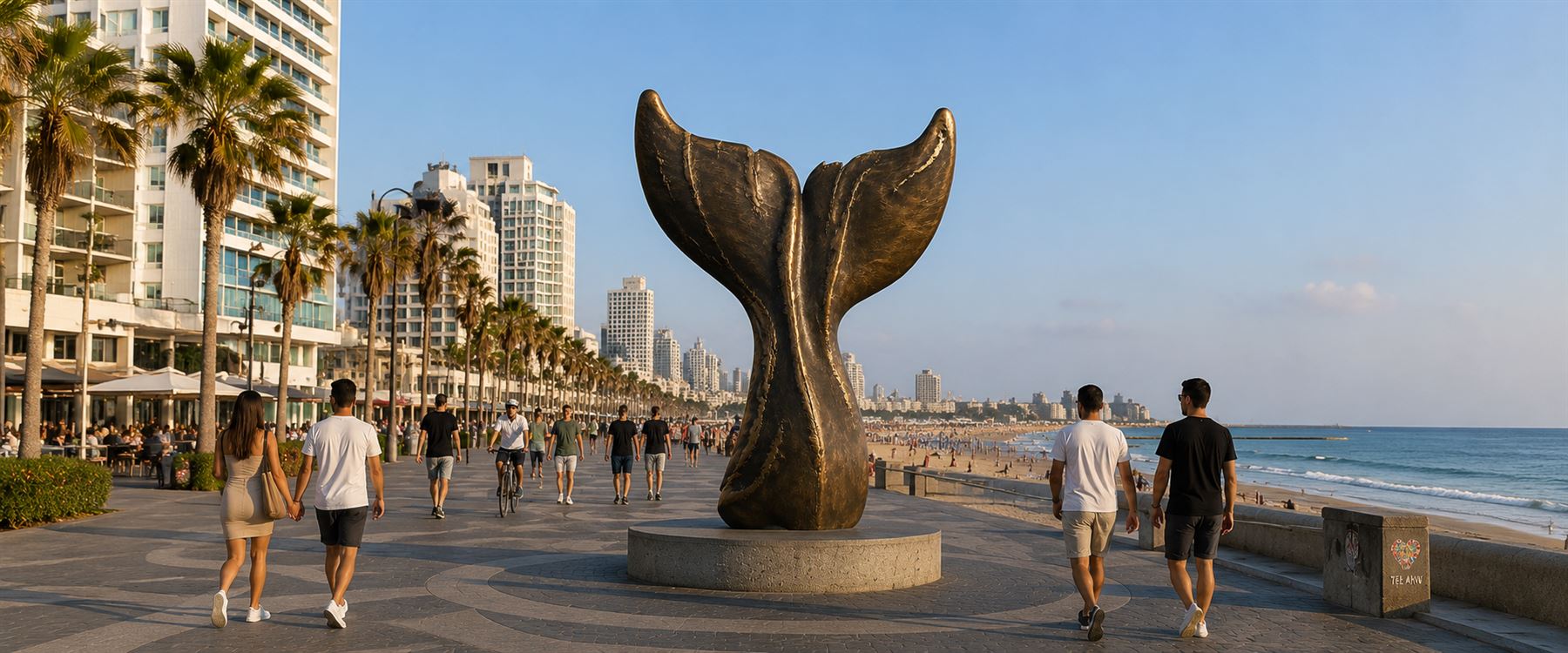 פסל זנב לוויתן בטיילת תל אביב